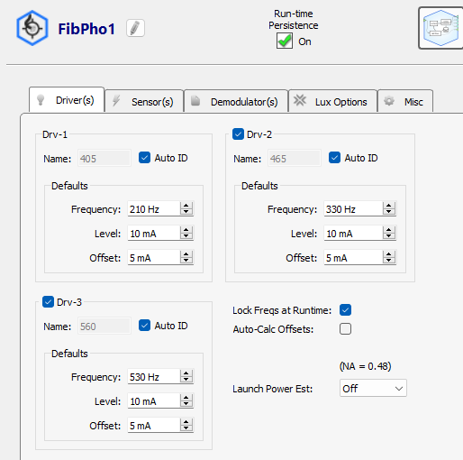 Fiber Photometry gizmo default settings iX6