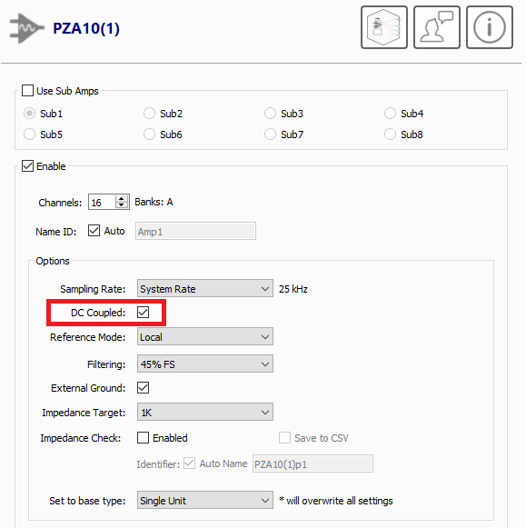 PZA DC Coupled Configuration Options