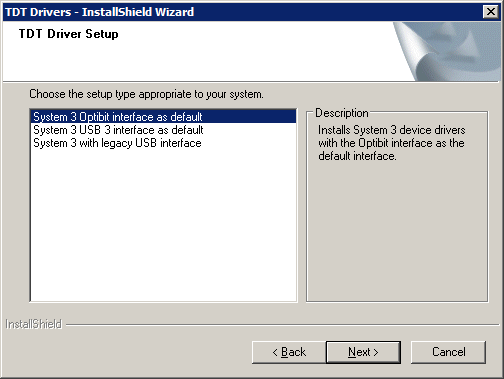 TDT Driver Setup type