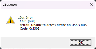 Unable to access device on USB 3